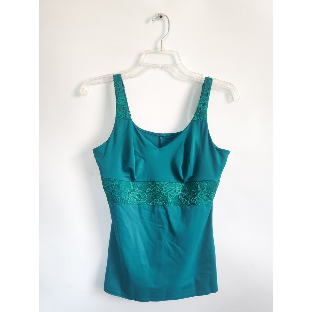 Ruby Ribbon Empress Cami Size 36 Emeral Green Lace Trim Shapewear Camisole 1833
